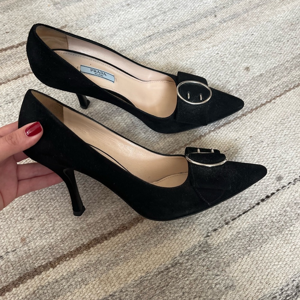 Prada Black Pointed Toe Heels